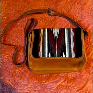 Leather and wool purse feat. Southwestern theme.